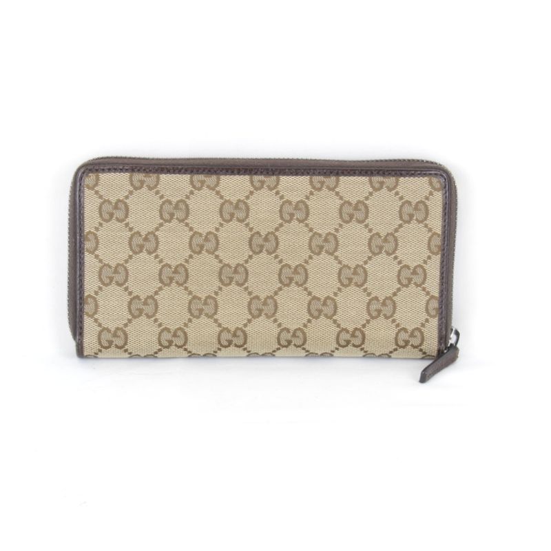 Gucci Round Zipper 307980 493075 Long Wallet In GG Canvas Brown