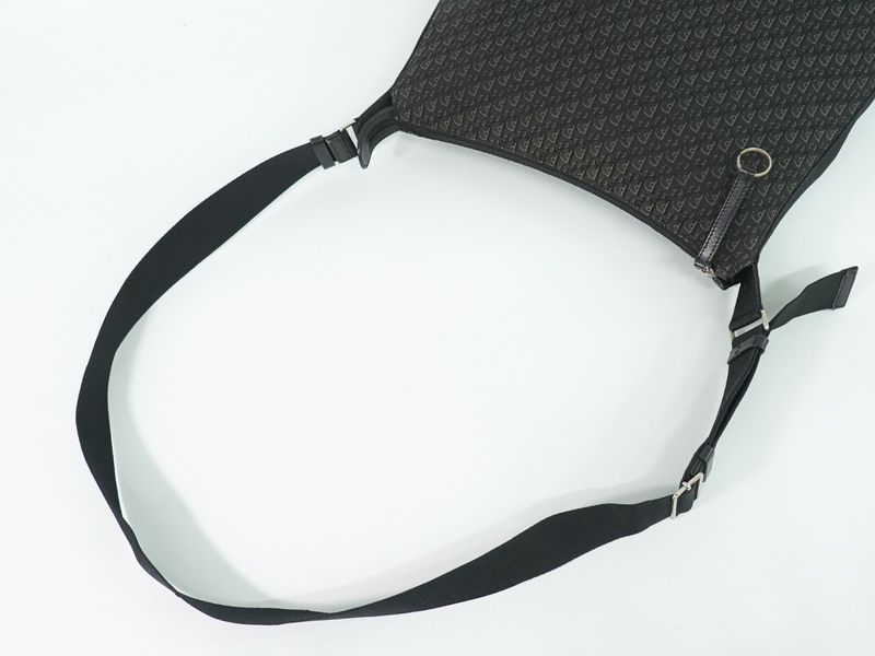 Authentic Christian DIOR Trotter Shoulder Bag Pochette Canvas Black Gray