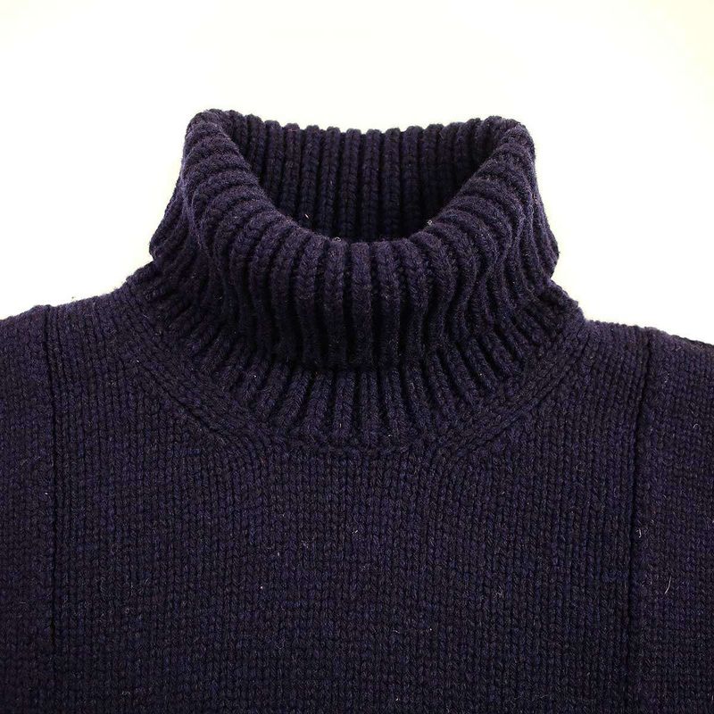 Prada Shetland Turtleneck Wool Knit Sweater Navy 48