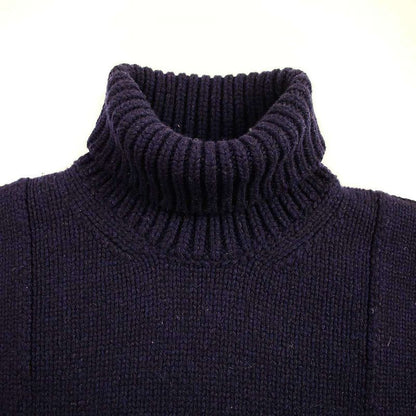 Prada Shetland Turtleneck Wool Knit Sweater Navy 48