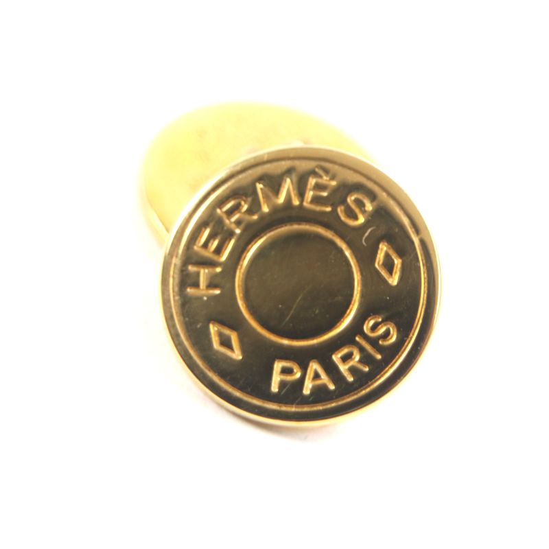 Hermes Bijouterie Fantaisie Serie Motif Round Shape Cufflinks Button Gold With