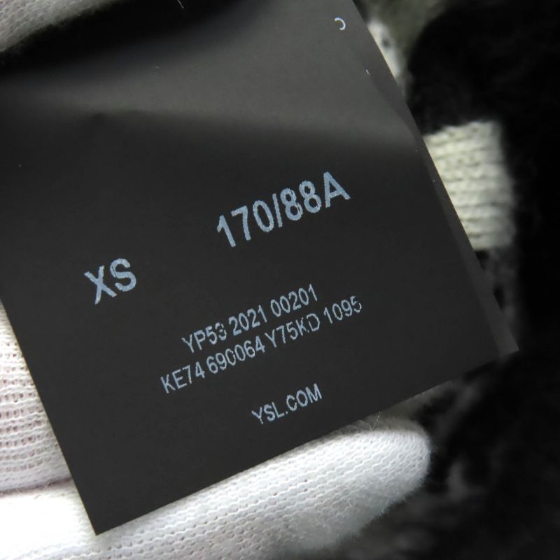 Saint Laurent Paris 21AW 690064 Mohair Cardigan Oversized Black White XS Made