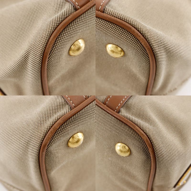 Prada Logo 2WAY Shoulder Bn1841 Canvas And Leather Beige Ladies Handbag