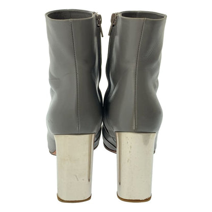 Celine - Phoebe Period Leather Ankle Heel Boots - 37 - Grey - Women's