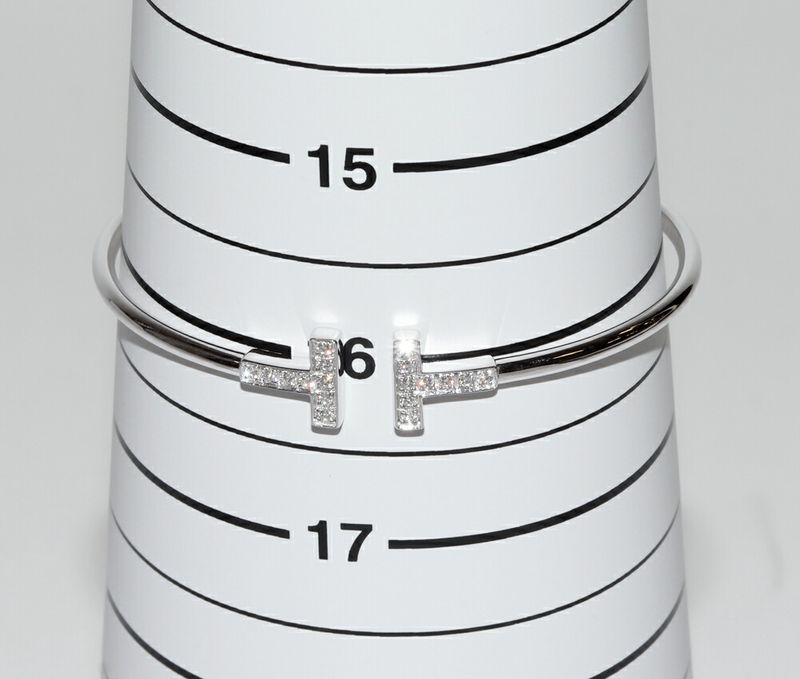 Tiffany & Co Bracelet Bangle 18K White Gold 18 Diamonds (total 024ct) T-wire