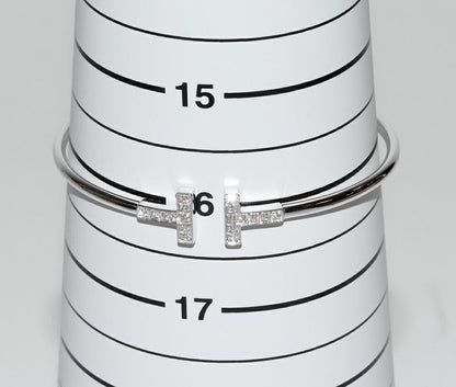 Tiffany & Co Bracelet Bangle 18K White Gold 18 Diamonds (total 024ct) T-wire