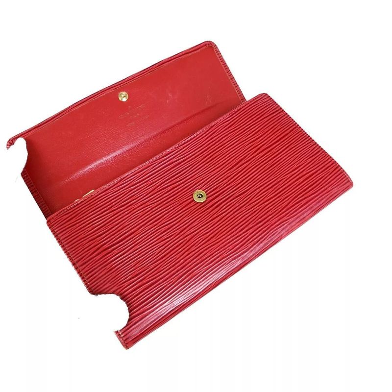 Louis Vuitton Long Wallet Epi Red Ruby Set Of Two 61ka294