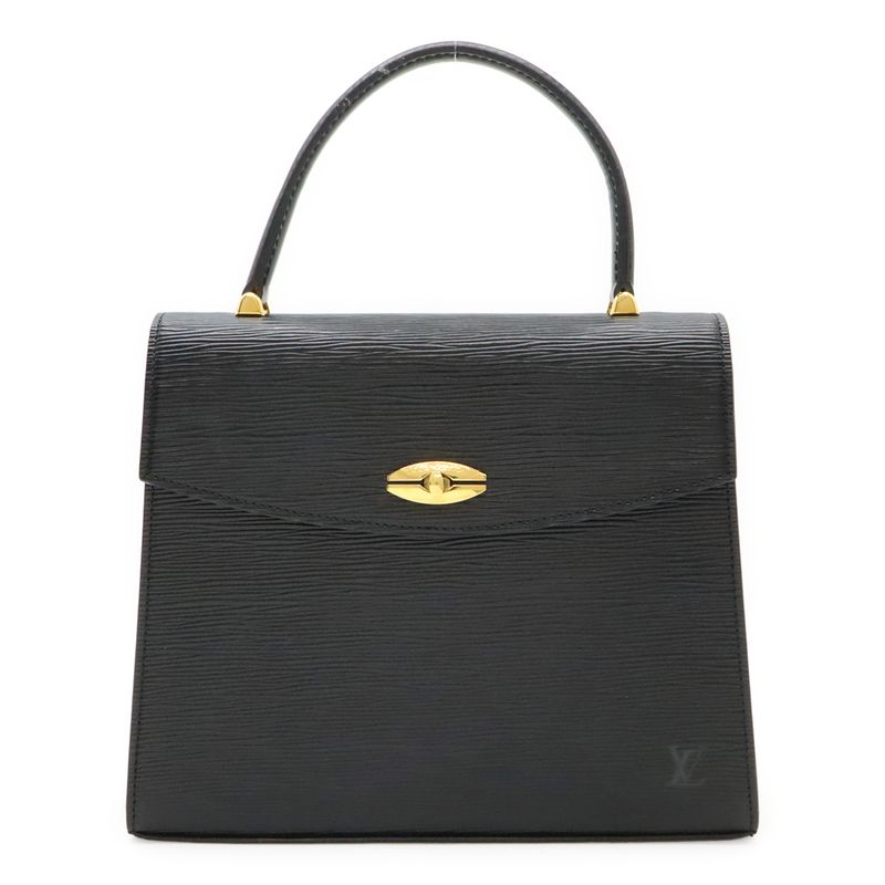 Louis Vuitton Epi Malesherbes Handbag Flap Bag Leather Noir Black Gold Hardware
