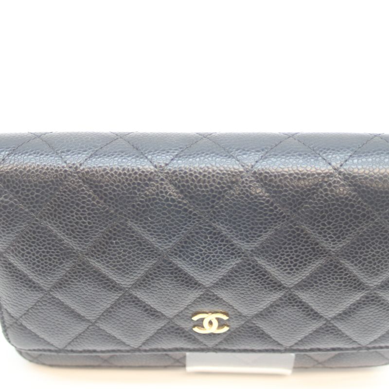 Chanel Ap0250 No 27 Black Caviar Ghardware Chain Wallet