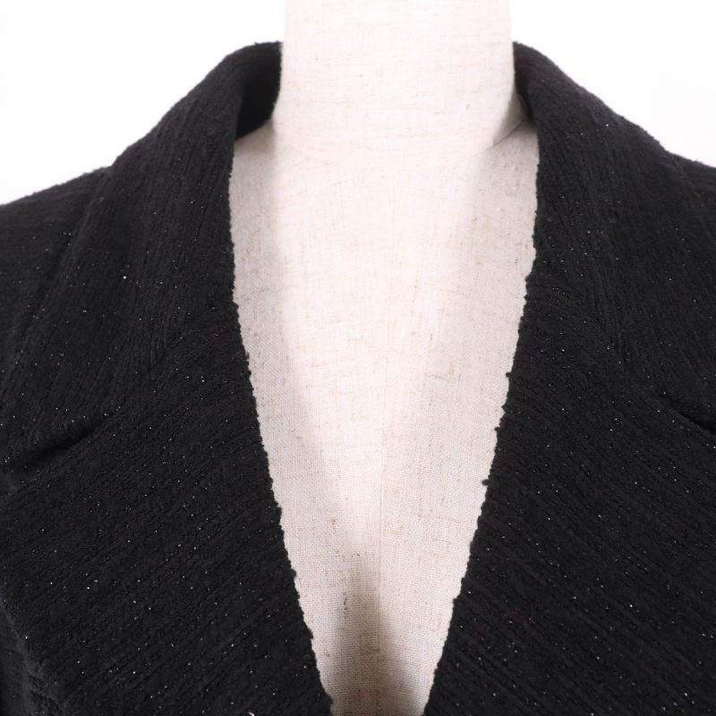 Gucci 643287 Wool Design Button Double Breasted Tweed Jacket Black 40 Made In