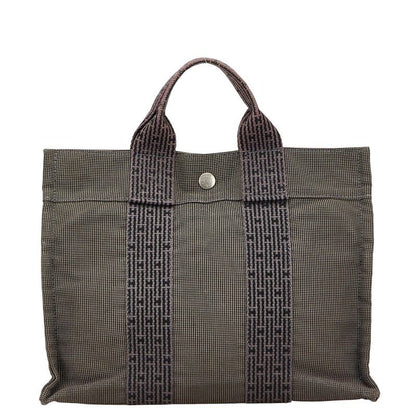 Hermes Her Line Tote PM Handbag Tote Bag Gray Black Canvas Women Hermes
