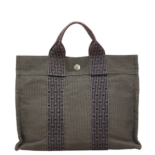 Hermes Her Line Tote PM Handbag Tote Bag Gray Black Canvas Women Hermes