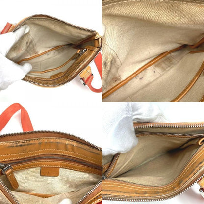 Celine Shoulder Bag Logo Macadam Carriage Leather / Coated Canvas Orange