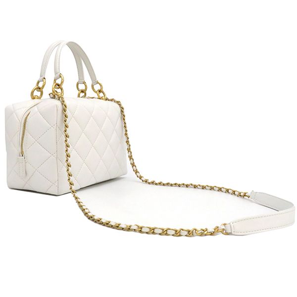 Chanel Shoulder Bag Mini Beauring Bag Lambskin White Gold Hardware Chain