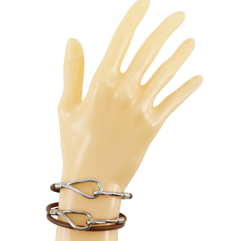 Hermes Jumbo Choker Set Leather Brown Ladies 9.9g Bracelet
