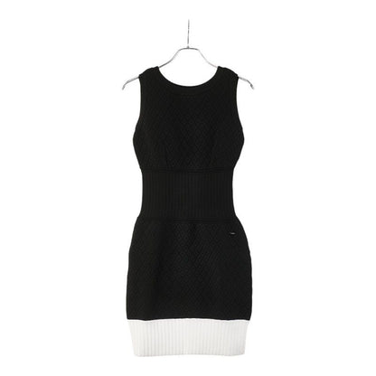 Chanel Sleeveless Dress Size:38 Black White Rayon Polypropylene Women's Chanel