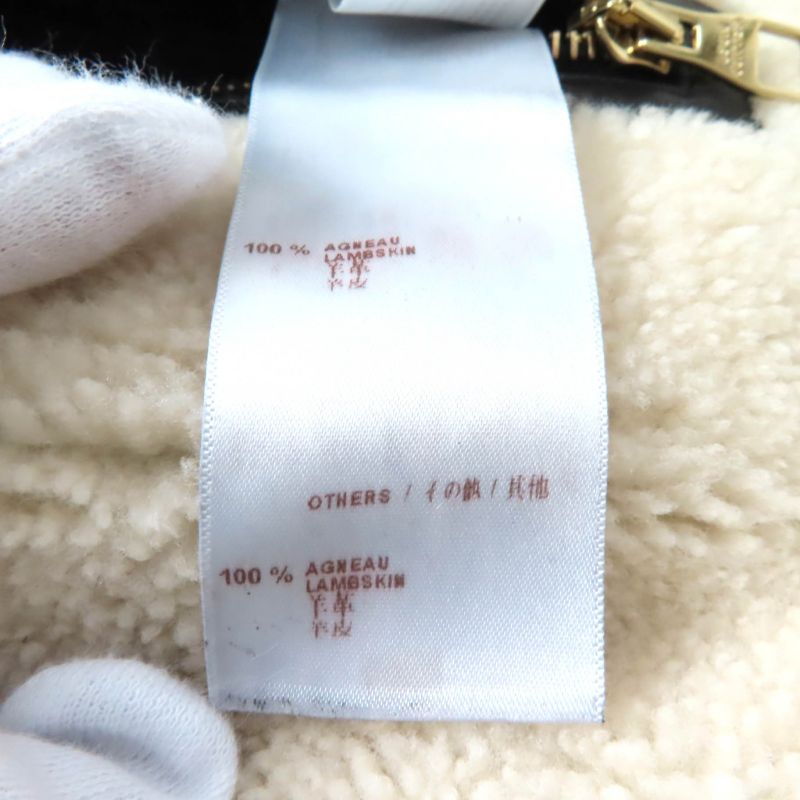 Louis Vuitton Sheepskin Reversible Belt Design Collarless Mouton Coat Black/whit