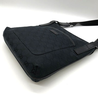 Gucci 122793 Shoulder Bag Black GG Canvas Women Men Fashion