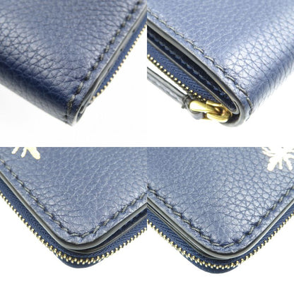 Christian Dior Bee Leather Gold Hardware Navy Blue Bifold Wallet 1128 Christian