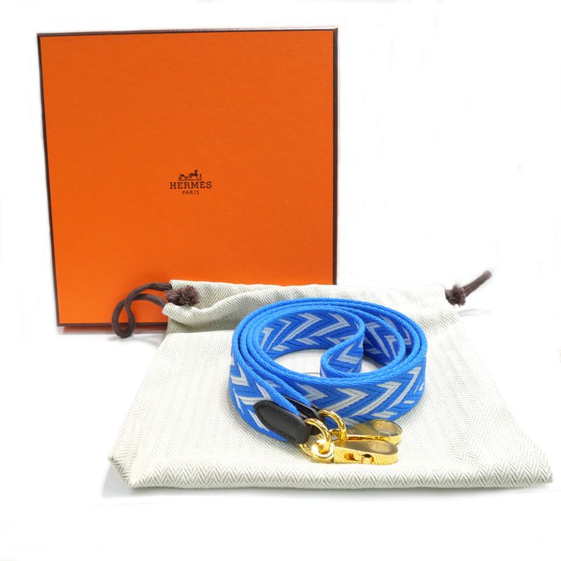 Hermes Bandouliere Sangle Zigzag 25 mm (0.98in) Toile Swift Blue - White
