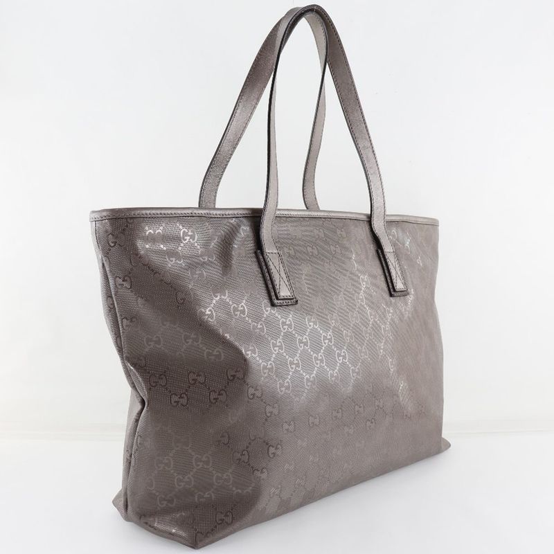Gucci Tote GG Imprime 211137 PVC Coated Canvas Silver Ladies Tote Bag