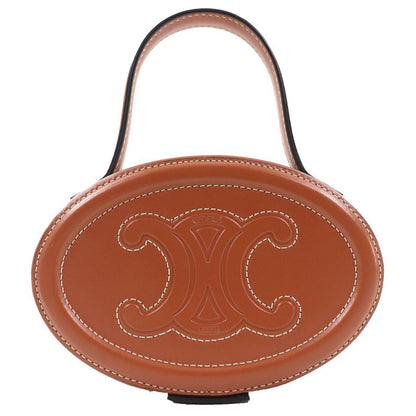 Celine 198613 Oval Minaudiere Cuir Triomphe Smooth Calfskin Leather Handbag Tan
