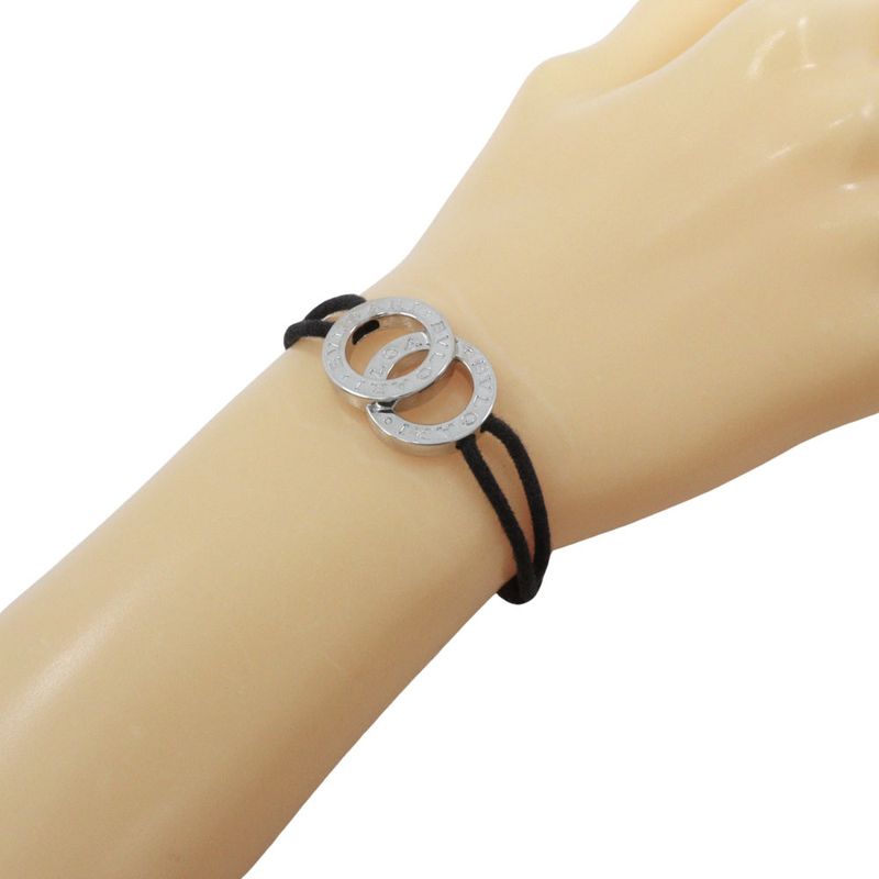 Bvlgari Bulgari Double Logo Silver 925 Black Unisex 11.2g Bracelet