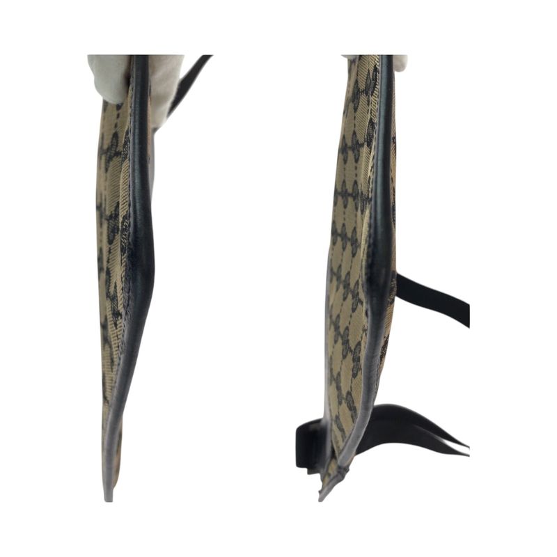 Gucci Beige Gray Silver Hardware GG Canvas/leather 019 0348 Shoulder Bag