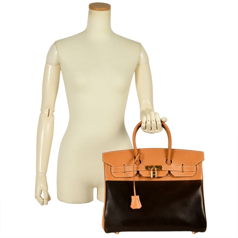 Hermes Birkin 35 Handbag Amazonia Vache □C Engraved Dark Brown Gold Hardware