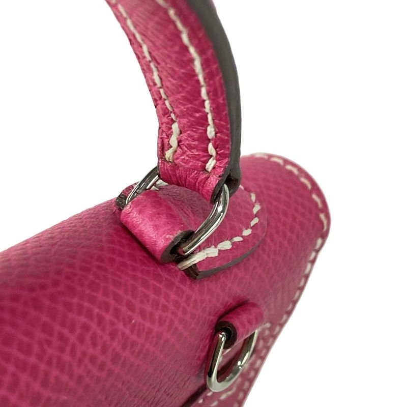 Hermes Handbag Tiny Kelly Rose Tillian Outside Stitching/silver Hardware