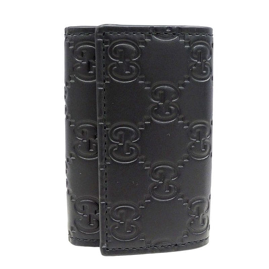 Gucci Key Case Men's Brand Sima Leather Black 779824 6-rib Key Case Small