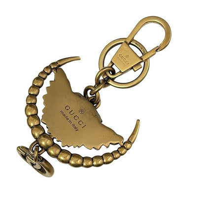 Gucci Key Holder (charm ) - Gold Ivory Clear Taiga - Head Double G Rhinestone
