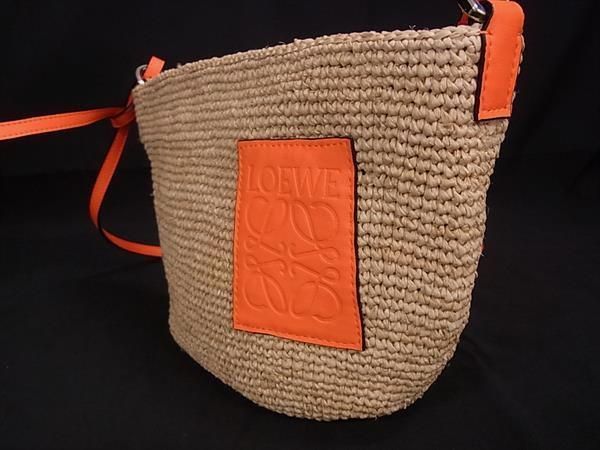 Loewe Anagram Raffia X Leather 2WAY Handbag Shoulder Bag Crossbody