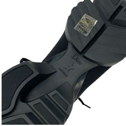 Christian DIOR D-connect Sneakers Shoes Rubber Fabric Leather Black Unused Logo