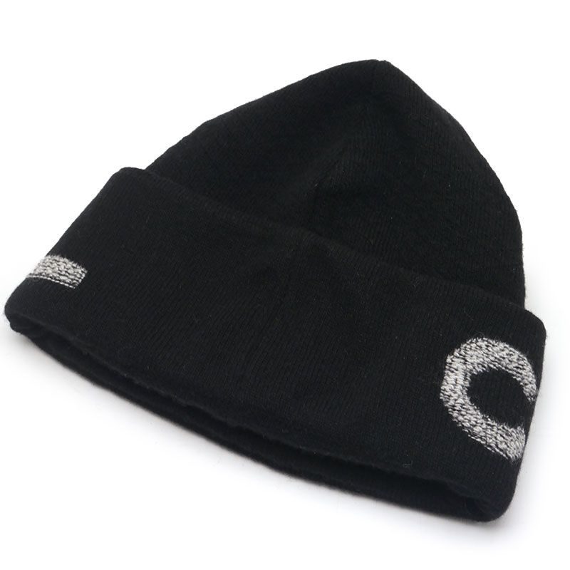 Chanel Logo Knit Cap Wool Cashmere Black