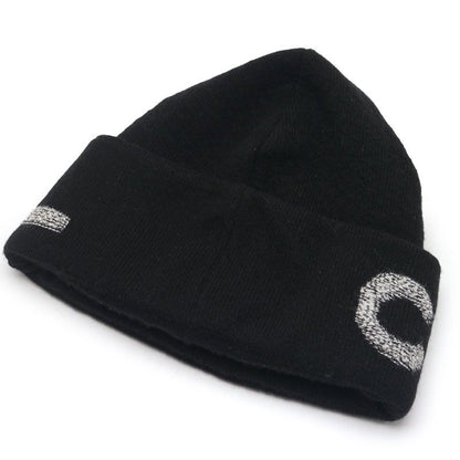 Chanel Logo Knit Cap Wool Cashmere Black