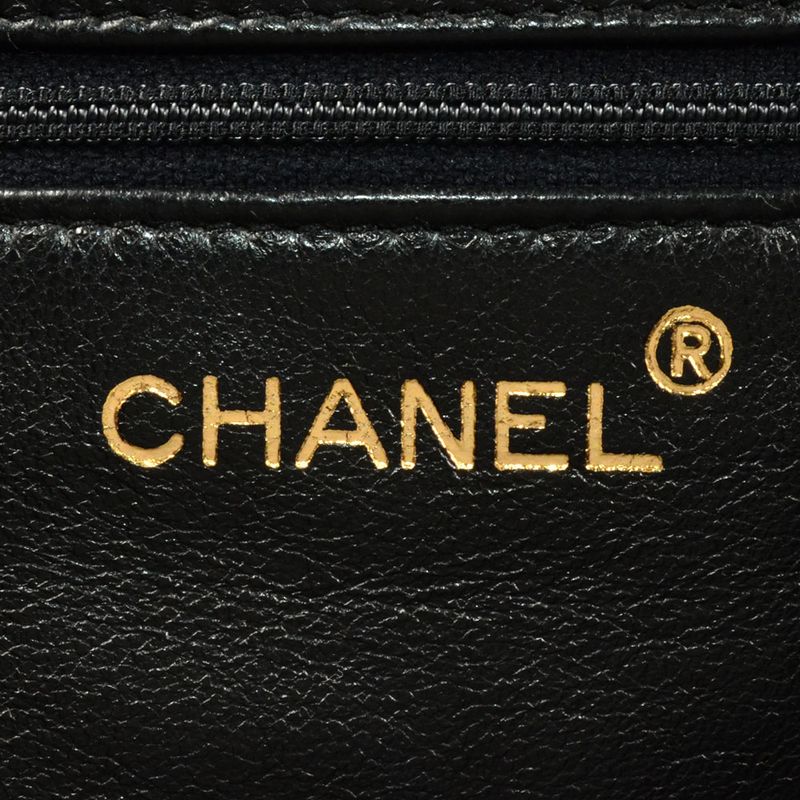 Chanel Handbag Caviar Skin Black Gold Hardware 3rd Platform Gusset Vintage