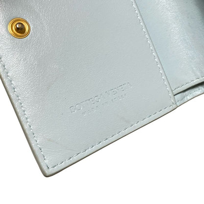 Bottega Veneta Bifold Wallet In Maxi Intrecciato Light Blue Leather