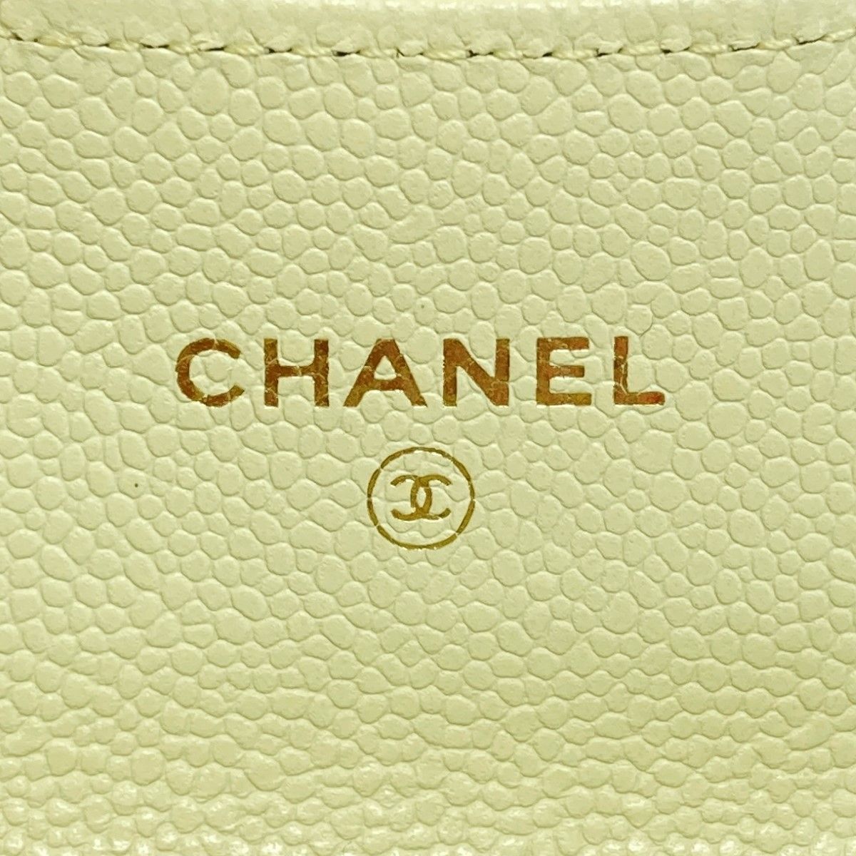 Chanel Matelasse Classic Flap Card Case Ap0214 Light Yellow Caviar Skin