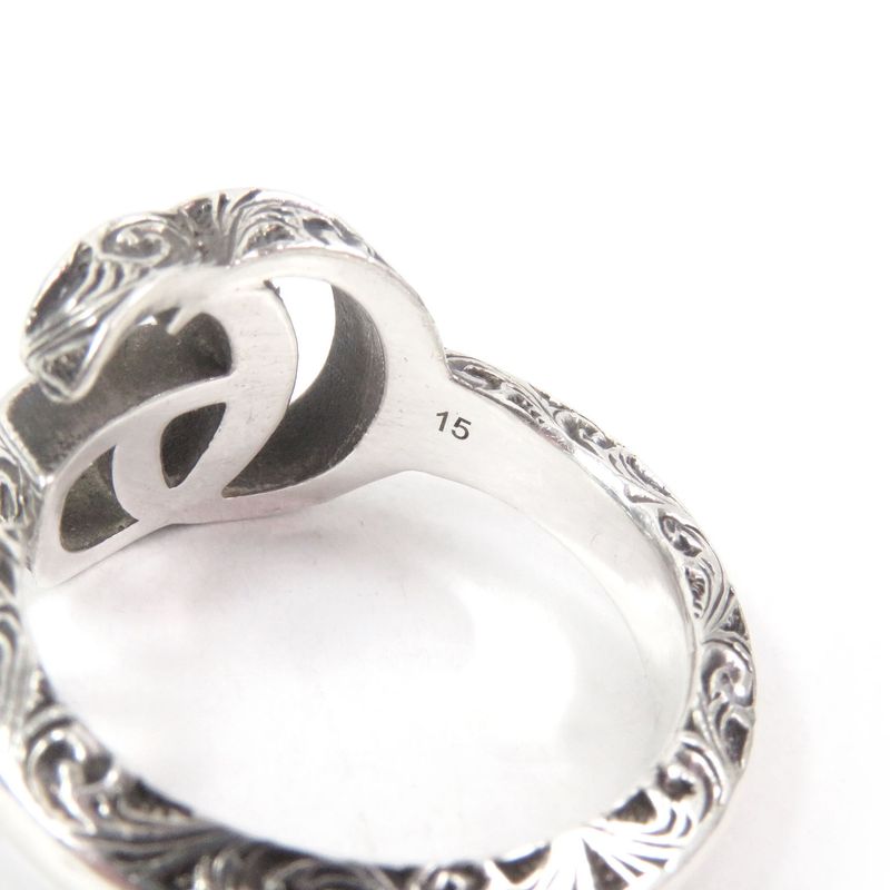 Gucci 627760 Arabesque Key Motif GG Logo Ring Silver Sv925 15 Made In Italy