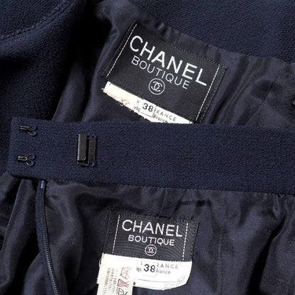 Chanel Vintage Skirt Suit Size 38 Camellia Button Chanel Suit Collarless Jacket