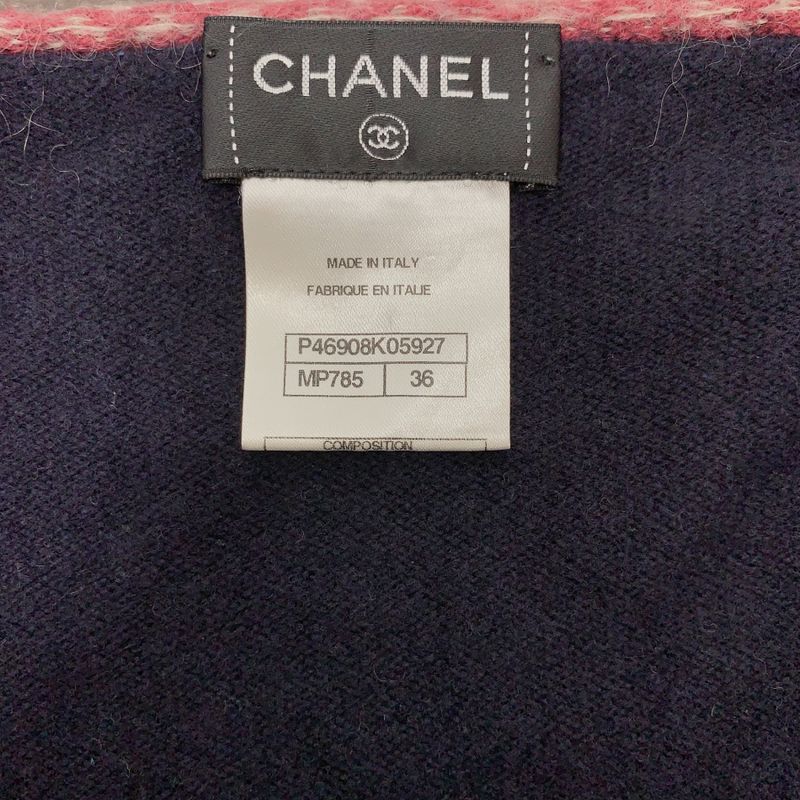 Chanel Knit Sweater P46908k05927 Coco Mark Nordic Pattern Navy X Red Size 36