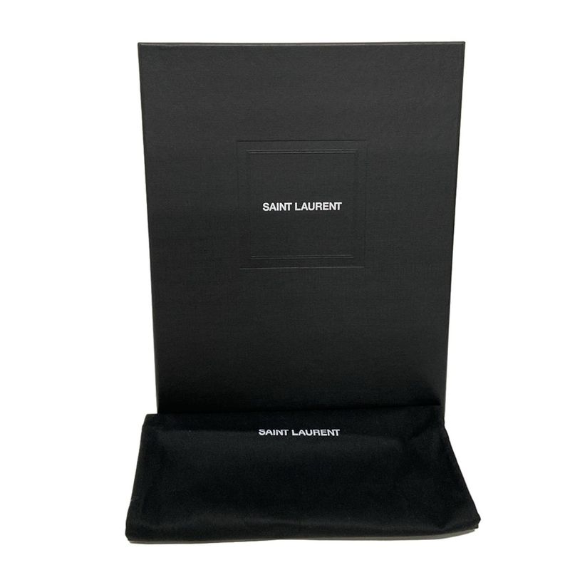 Saint Laurent Paris Clutch Bag Pouch Rive Gauche 581369 White X Black Leather