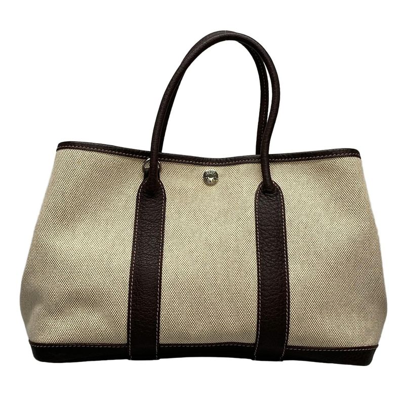 Hermes Garden Party TPM Ivory And Dark Brown Leather