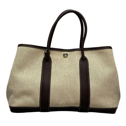 Hermes Garden Party TPM Ivory And Dark Brown Leather