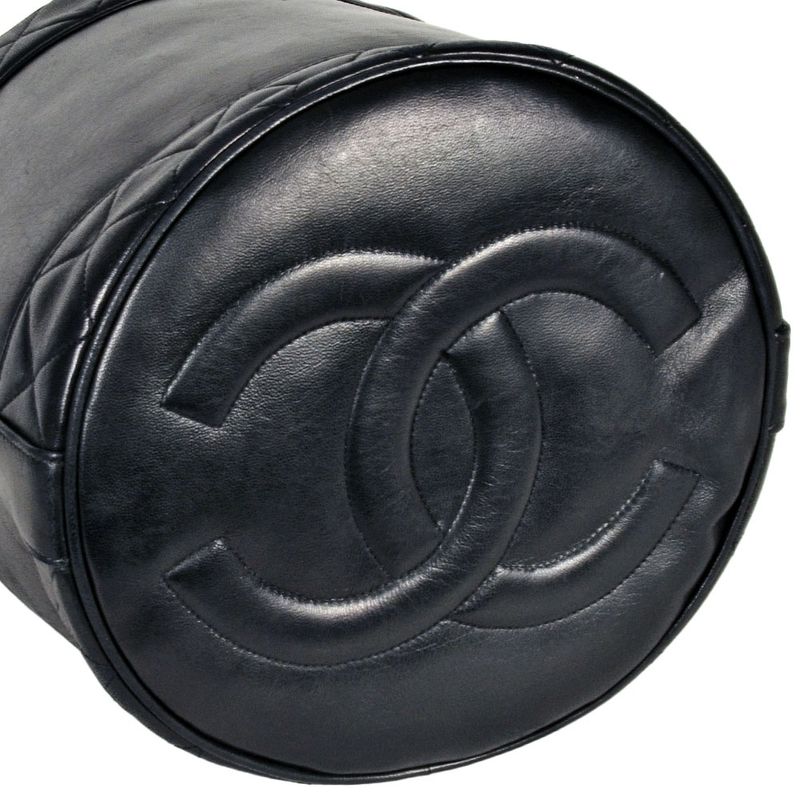 Chanel Matelasse Drawstring Shape Chain Shoulder Bag Lambskin Black Gold