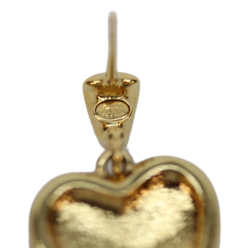 Chanel C24K Gold Black Heart Lace Design Coco Mark Earrings