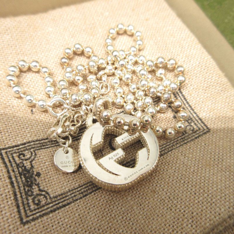 Gucci Interlocking G Ball Chain Silver 925 Silver Necklace 0495 Gucci