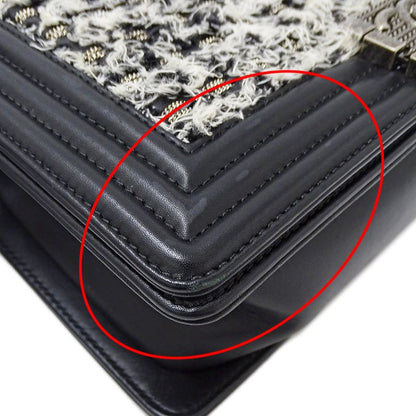 Chanel Bag Boy Chanel Women's Brand Shoulder Bag Tweed Leather Black White