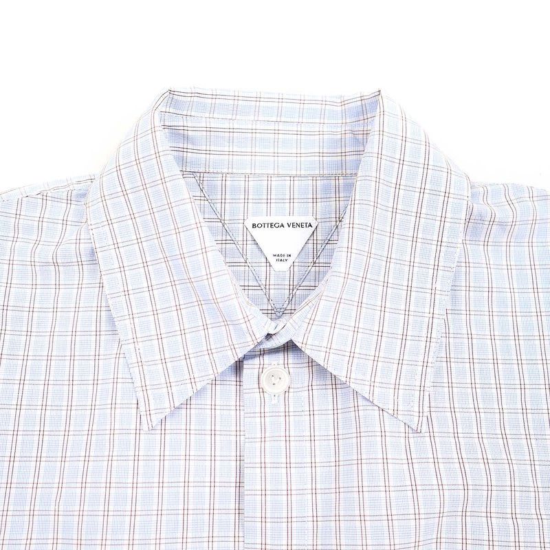 Bottega Veneta 24ss Cotton Linen "bv" Embroidered Check Over Shirt 789370 V3zb0